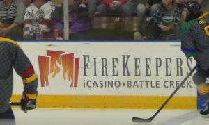 FireKeepers ad at a K-Wings game