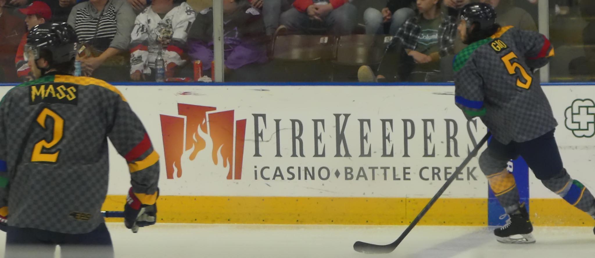 FireKeepers ad at a K-Wings game