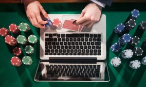 Online poker player with chips