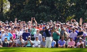 Tiger Woods teeing off