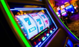 Casino,Slot,Machines.,Las,Vegas,Strip,Digital,Slot,Machine,Closeup.