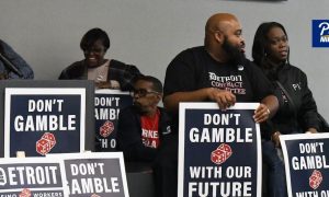 Photo of Detroit casino workers preparing to strike over various issues, including healthcare