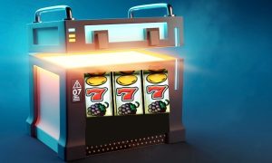 Loot box slot machine for story on expert saying video game loot boxes are similar to gambling for kids