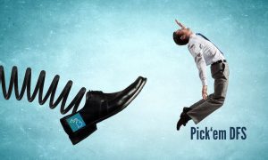 Image of man being booted, representing Michigan booting Pick'em DFS