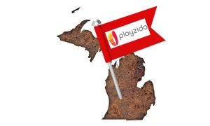 Playzido logo on flag in Michigan, where online casino users will now be able to play Playzido games
