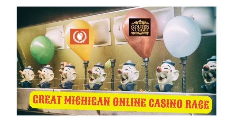 Carnival clown balloon race representing Golden Nugget Fighting For Top-5 Michigan Online Casino Spot With Caesars