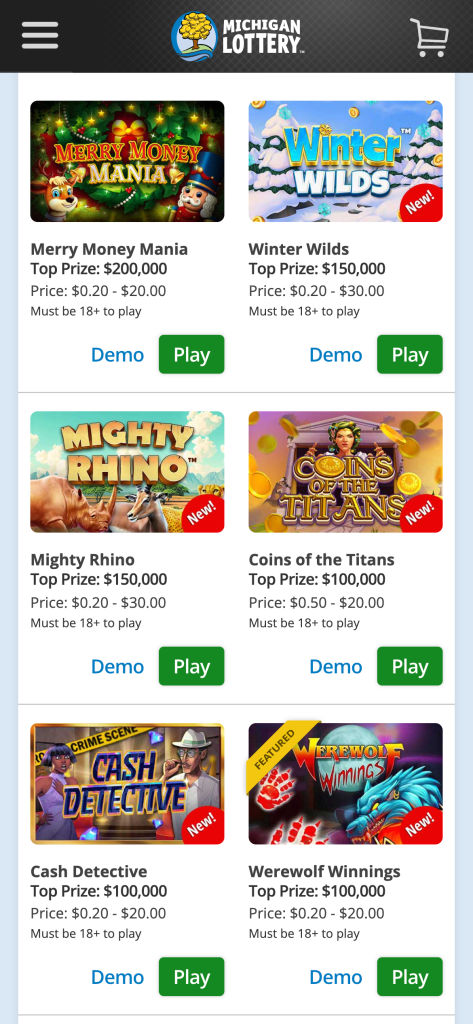 MI Lottery games