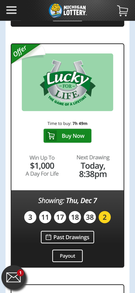 MI Lottery instant win games