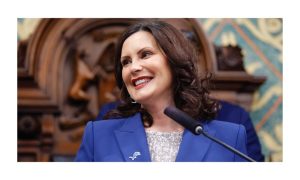 Michigan Governor Gretchen Whitmer giving her 2024 State of the State address. The Michigan Gaming Control Board has given its support to Whitmer's 2024 economic plans.