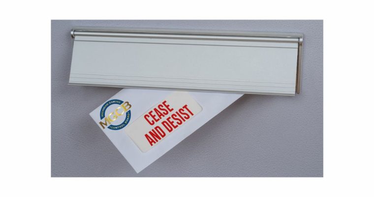Cease and desist letter with MGCB logo representing the cease and desist letters Michigan sent to three internet gaming companies