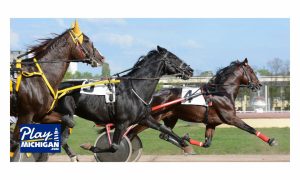 Photo of three harness horses racing. Northville Downs To Hold Final Live Racing Event On Feb. 3 At Current Location