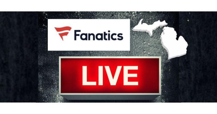 Fanatics logo beside an outline of Michigan over a large red sign reading "live" On Thursday, Fanatics went live in Michigan with its online sportsbook and online casino, replacing PointsBet.