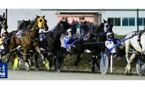 Photo of a race at Northville Downs on the last card of live racing on Feb. 3, 2024. The track is now closed and will soon be developed. It was the last pari-mutuel horse racing track in Michigan.