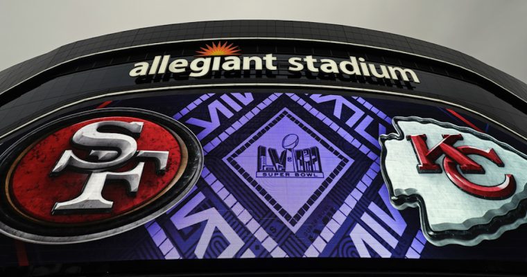 Allegiant Stadium during NFL football Super Bowl 58 opening night Monday, Feb. 5, 2024 in Las Vegas. The San Francisco 49ers face the Kansas City Chiefs in Super Bowl 58 on Sunday. Betting data shows Michigan is one of the top states for betting on the Super Bowl, despite the Detroit Lions failing to qualify for the big game.