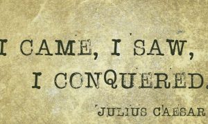 Plaque with the words "I came, I saw, I conquered" by Julius Caesar. Caesars said the WynnBet online platform will continue on for the time being until a new name is announced later this year.
