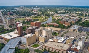 Aerial view of Flint, Michigan. Linos Antonio Kas-Mikha is banned from engaging in nuisance in any other building in Genesee County and ordered to pay $3,500 in court costs.