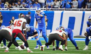 Detroit Lions QB Jared Goff. Gardner White is offering to rebate customers if the Lions win the Super Bowl. Will they make a 'Mattress Mack-style' bet to cover?