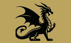 Silhouette of a black dragon on a gold background. BetMGM Michigan became the first operator to launch the Light and Wonder slot, Dragon Train, which has been a popular title in Australia.