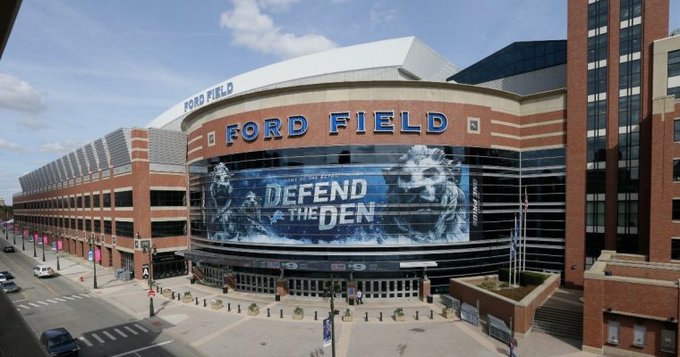Image of Ford Field in Detroit for a story on BetMGM posting responsible gambling messages at NFL stadiums this September.