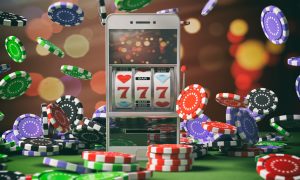 A slot machine pictured on a phone