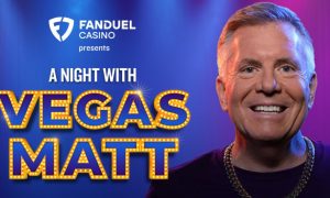 An advertisement for Vegas Matt coming to MotorCity Casino in partnership with FanDuel Casino
