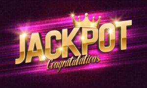 a jackpot congratulations sign in gold