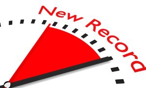 a measurement needle indicating a new record