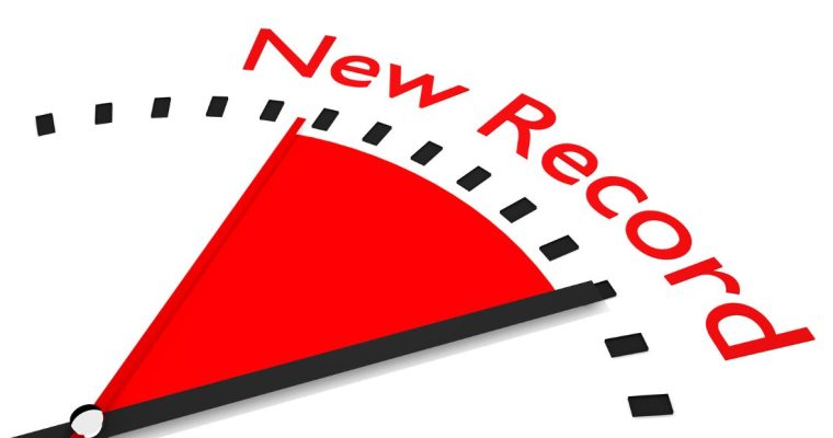 a measurement needle indicating a new record