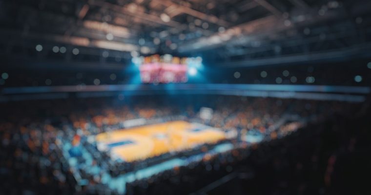 a blurred vision of a basketball arena