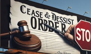 an artist rendering of a cease and desist order