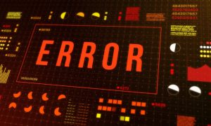 a computer screen that reads error in red lettering