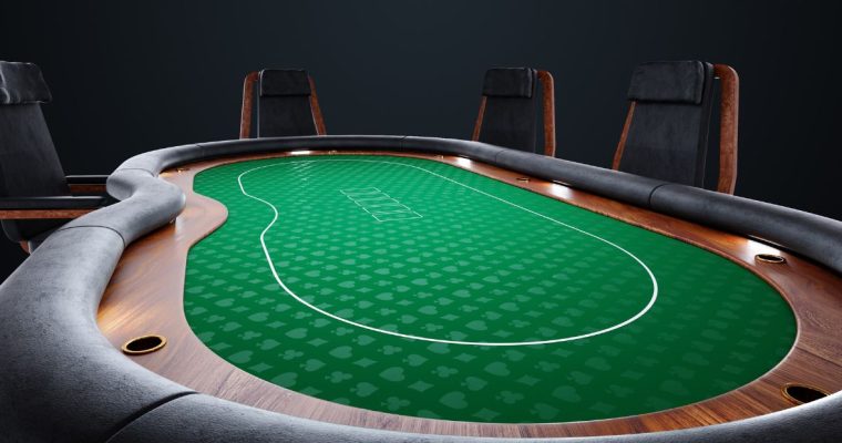 an illustrated poker table in a poker room