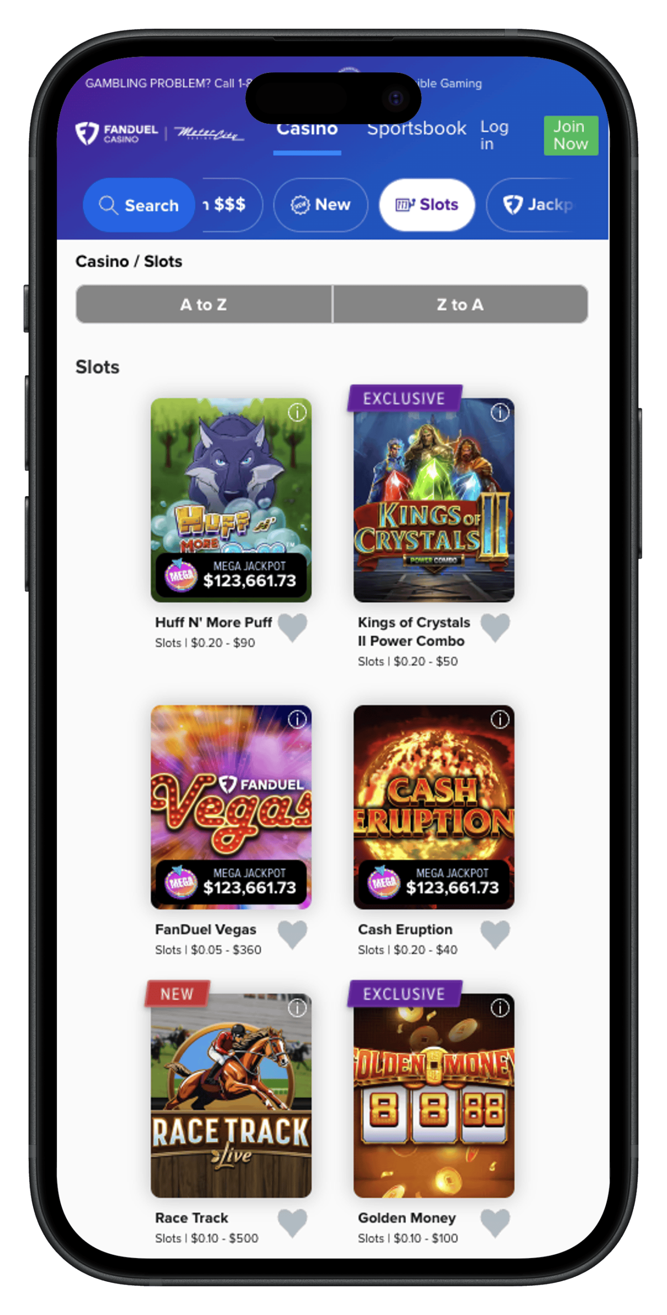 FanDuel Online Casino App Screenshot