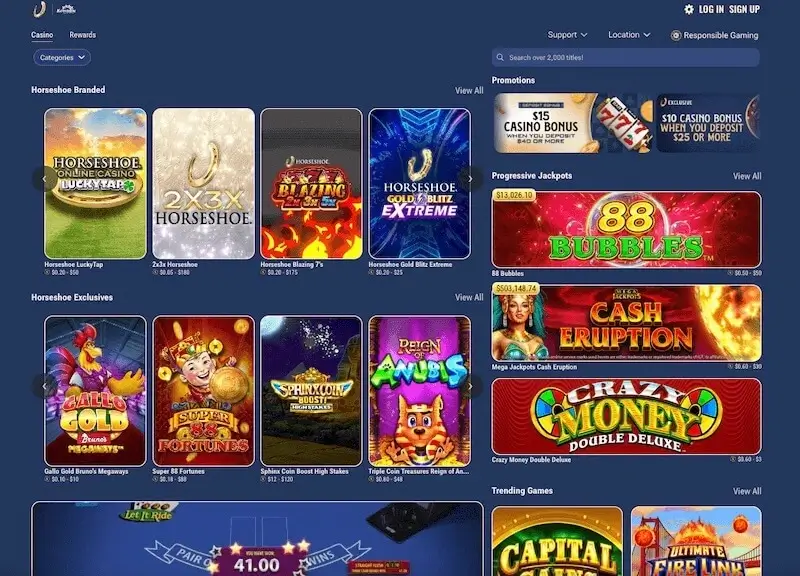 Horseshoe Online Casino desktop home page
