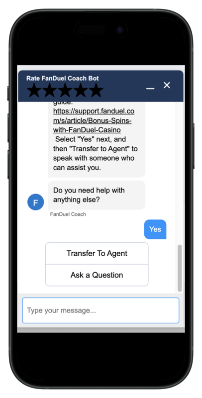 FanDuel Sportsbook Customer Support Coach Bot