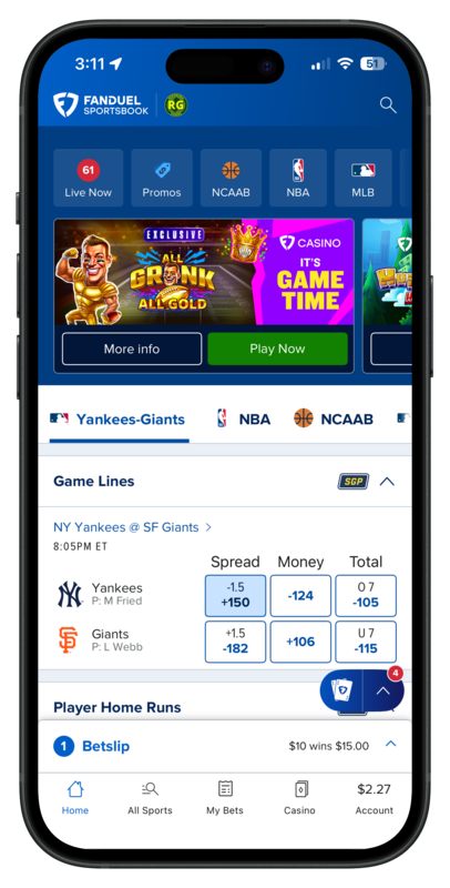 FanDuel Sportsbook Home Page Screenshot