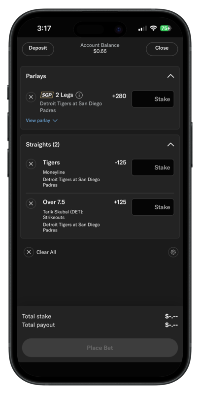 BetMGM Sportsbook Michigan Betslip