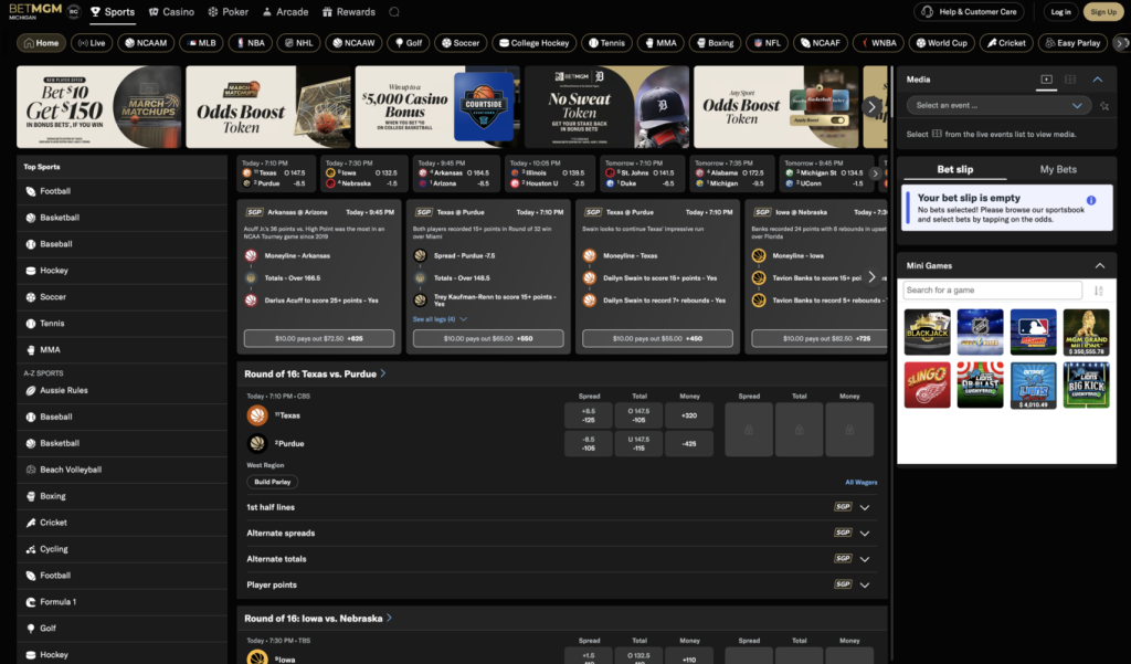 BetMGM Sportsbook Michigan Desktop