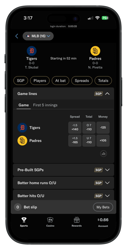 BetMGM Sportsbook Michigan MLB Odds
