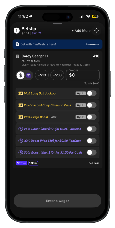 Fanatics Sportsbook Betslip
