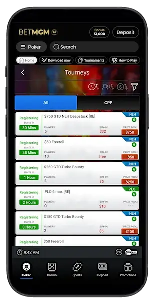 BetMGM Poker Michigan app