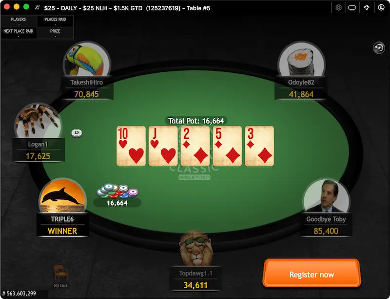 Borgata Online Poker table