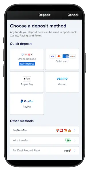 FanDuel Sportsbook deposit methods