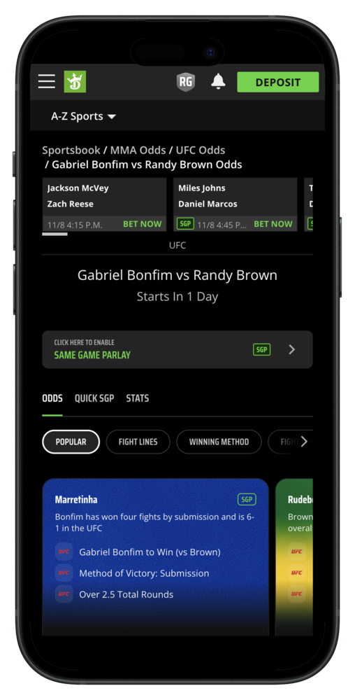DraftKings Sportsbook UFC Odds