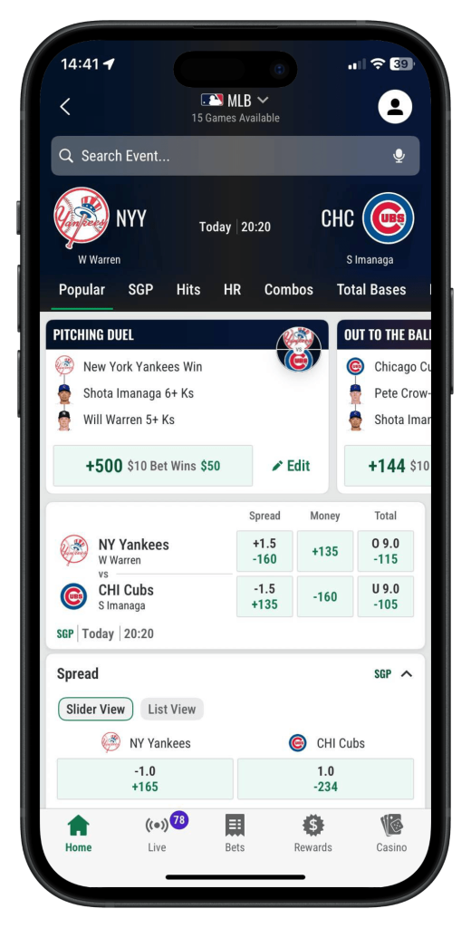 Caesars Sportsbook Michigan NYY VS CHC