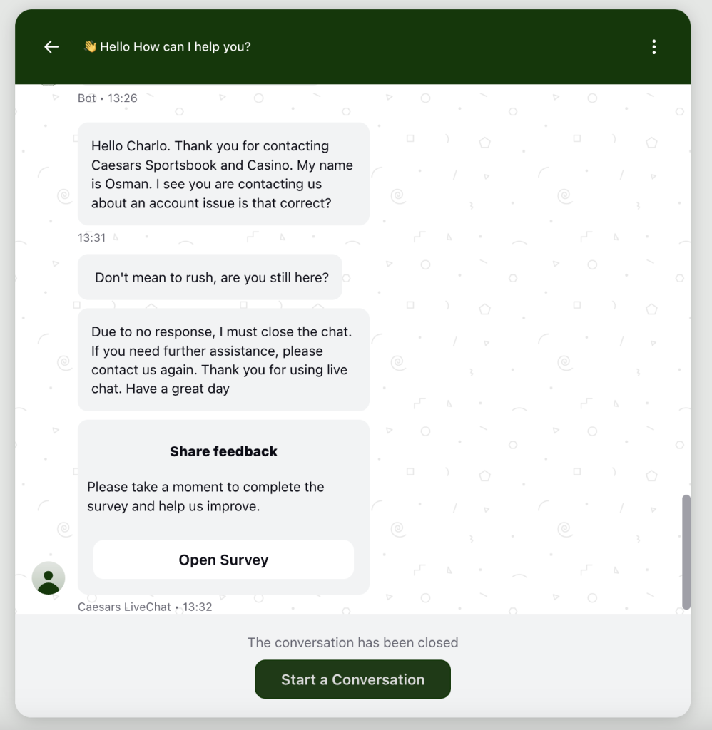 Caesars Sportsbook Michigan customer support live chat
