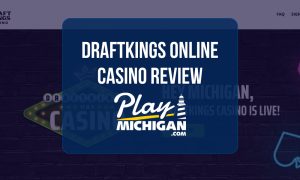DraftKings Casino Review: Website homepage graphic highlighting DraftKings Casino and Play Michigan review overlay