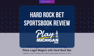 Hard Rock Bet Sportsbook Review: Michigan Sports betting homepage screenshot showing option to place legal wagers with Hard Rock Bet