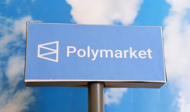 Detroit is inspecting a Polymarket logo painted on a water tower near I-94