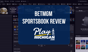 BetMGM Sportsbook Review: Sports betting interface featuring live markets, bet slip, and Play Michigan logo